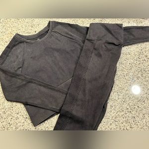 Offline by aerie waffle knit cropped long sleeve and leggings workout set